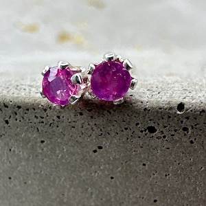 ruby stud earrings - 2mm