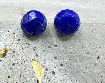 lapis lazuli stud earrings - larger size