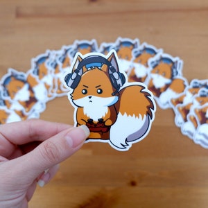 Gamer Fox Sticker, Cartoon, funny, fox stickers, laptop , water bottle stickers