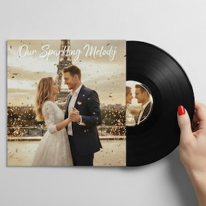Custom 12" Vinyl Music Black Record with Personalized Mixtape & Songs, Photos. Perfect Unique Gift for Weddings Anniversaries. Fast Shipping