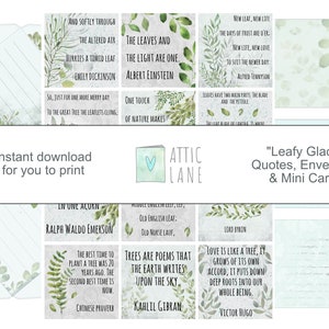 Leafy Glade - Quotes, Envelopes and Mini Cards - Printable Files