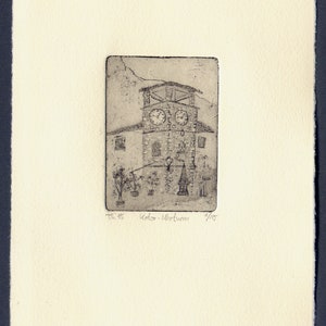 Etching T.S.&#39;15   &quot;Kotor - Clock tower&quot;