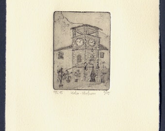 Etching T.S.'15   "Kotor - Clock tower"