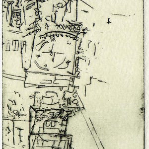 Radierung T.S.'24 "Uhrturm"