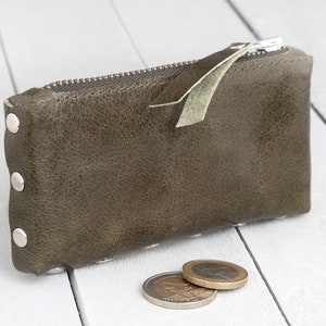 Leder Geldbeutel mini "Dunkelolivgrün"