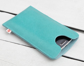 Funda de cuero para smartphone "Turquesa"