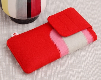 Smartphonetasche "Rot-Rosa-Beige"