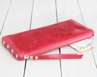 Leather Wallet "Raspberry Red"