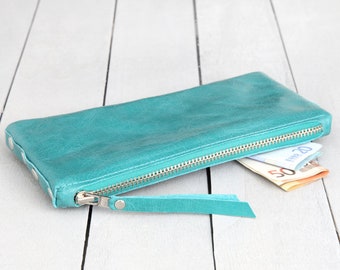 Portefeuille en cuir « Turquoise »