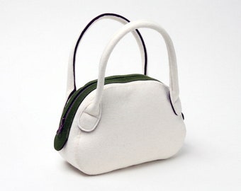 Bridal bag "White-Dark Green-Dark Purple"