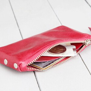 Leder Geldbeutel mini "Himbeerrot"