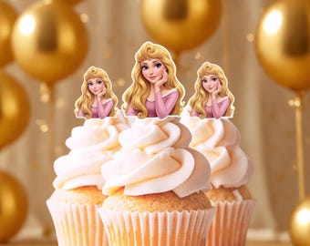 Sleeping Beauty Cupcake Toppers. Sleeping Beauty Party. Sleeping Beauty Birthday. - Set of 12