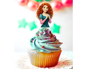 Merida Cupcake Toppers - Brave Birthday Party, Set of 12