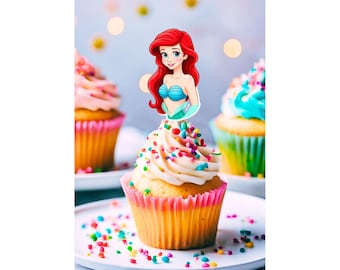 Little Mermaid Cupcake Toppers. Ariel Party. Ariel Birthday. Ariel / Disney Princess - Set of 12
