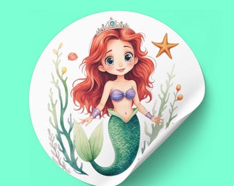 Mermaid Stickers, Under the Sea Party Decor, 30 Count
