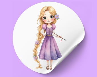 Rapunzel Stickers, Party Decor, Stationary (30 Stickers)