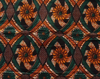 Wax Print - orange.grün Blumen #3 - afrikanischer Stoff