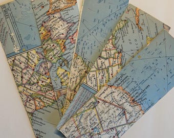 Vintage Map Bookmarks - Watercolor Back