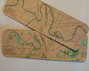Fort Worth Bookmark - Laser engraved & Watercolor