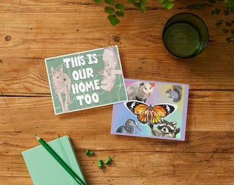 Postcards - Wildlife & Maps - Texas - Mammals - Set of 2