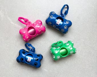 Doggy Poop Bag Holder with Paw Prints and Many Color Options  *Bags Included