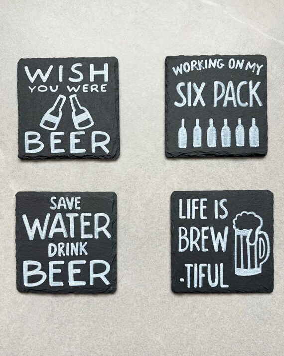 Me-Me Sottobicchieri Con Tema Drink Beer, In Melamina E Sughero, 100x100 Mm, Divertenti E Made In UK