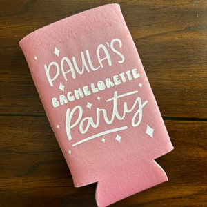 Personalized Pink Slim Can Koozie: Bachelorette Party Favors