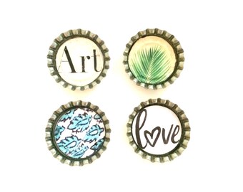 Magnet Set of 4 | Decorative Magnets | Fridge Magnets | Kitchen Magnets | Magnets for Boards | Refrigerator Magnets | One-of-a-kind Gift