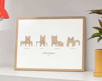 York City Walls Art Print: Historic Architecture Illustration