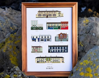 Pubs of Howth Unframed Digitally Illustrated Print