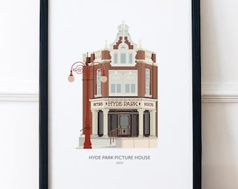 Hyde Park Picture House Unframed Print, Leeds Gift, Leeds Illustration