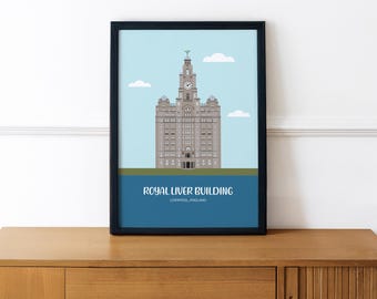 Royal Liver Building Unframed Print, Liverpool Gift, Liverpool Art