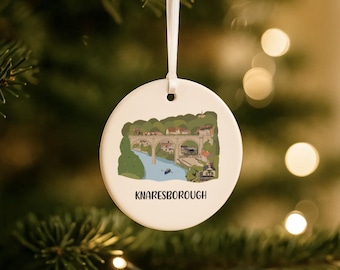Personalised Knaresborough Ceramic Hanging Decoration | North Yorkshire Art Gift