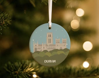 Personalised Durham Cathedral Ceramic Christmas Bauble Decoration