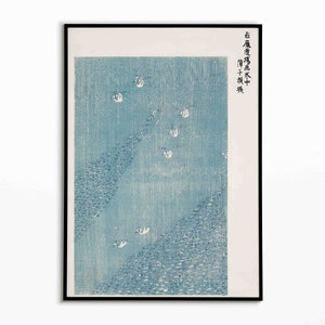 Japanese Poster Blue Lake, Woodcut from the collection &quot;Yatsuo no tsubaki&quot; | Vintage Art Print | Japandi Poster