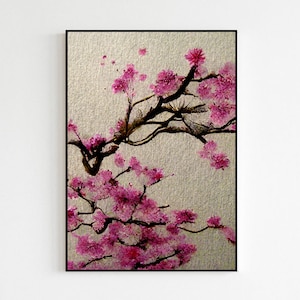 Japanese Sakura Wall Art | Asian Cherry Blossom Art | Minimalist Japanese Aesthetic Poster | High-Quality Art Print for Decoration