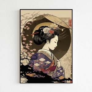 Asian Traditional Statement Art | Minimalist Japanese Sakura Aesthetic Poster | High-Quality Art Print for Decoration