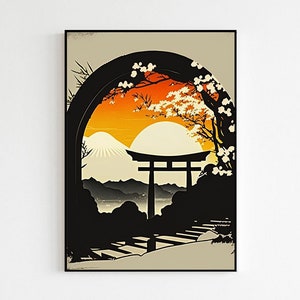 Japanese Landscape Wall Art | Asian Traditional Statement Art | Minimalist Japanese Aesthetic Poster | High-Quality Art Print for Decoration