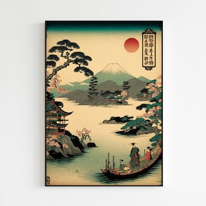 Japanese Landscape Wall Art | Asian Traditional Statement Art | Minimalist Mountain Aesthetic Poster | High-Quality Art Print for Decoration