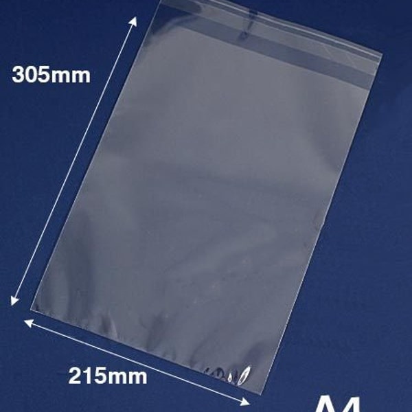 Biodegradeable A4 Cello Bags for Cards Eco-friendly Compostable Greeting Card Bag 215mm x 305mm + 40mm Self Seal Lip