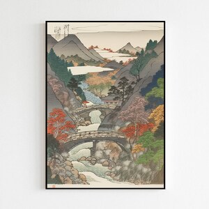 Arte della parete del paesaggio giapponese / Arte tradizionale asiatica / Poster estetico giapponese minimalista / Stampa artistica di alta qualità per la decorazione