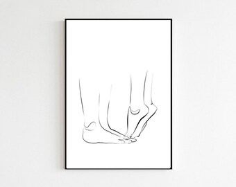 Lovers tiptoe Heart Print Only Lovers Sketch Art Line Drawing Print Lovers Art Simple Art Print Minimalist Bedroom Decor Bedroom Wall Art