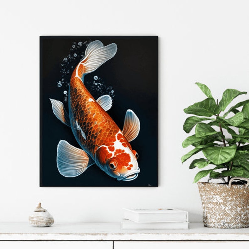 Unframed Koi Fish Painting Art Print, Zen Wall Art, Watercolor Painting ...