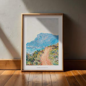 Claude Monet La Corniche vicino a Monaco Stampa, Arte paesaggistica impressionista, Pittura costiera classica, Decorazione murale in carta opaca, Arte elegante per la casa