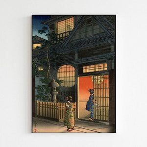 Japanese Vintage Style Art Painting Tsuchiya Koitsu Teahouse Yotsuya Arakicho Gift Print Only | Japan Poster Prints | Wall Art Room Decor