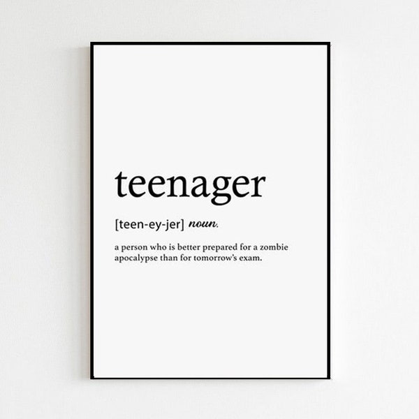 Adolescent Définition Adolescent Imprimé Seulement Cadeau Drôle Cadeau Adolescent Chambre Cadeau Cadeau Drôle Phrases Adoen Art Mur Ado Chambre Décor Art Art