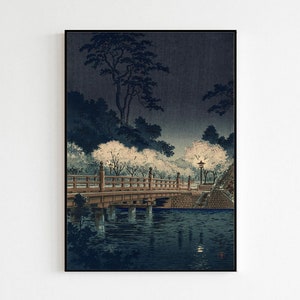 Japanese Vintage Style Art Benkei Bridge Koitsu Tsuchiya Ukiyo-E Woodblock Unframed Print Japan Poster Prints Wall Art Room Decor