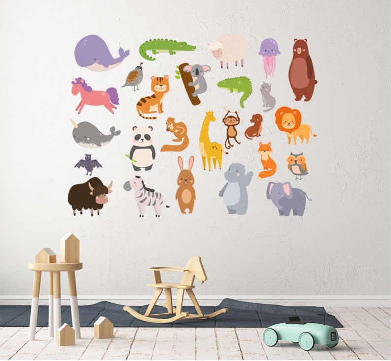 Jungle Animals Jungle Wall Stickers Lion Tiger Kids Wall Decals Peel ...