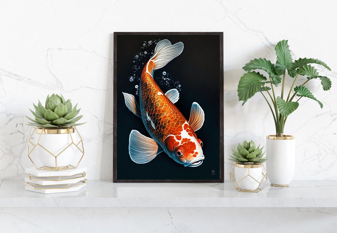Unframed Koi Fish Painting Art Print, Zen Wall Art, Watercolor Painting ...