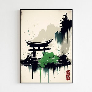 Japanese Vintage Style Art Watercolour Painting Print Only | Japan Designs Poster Prints | Wall Art Room Decor